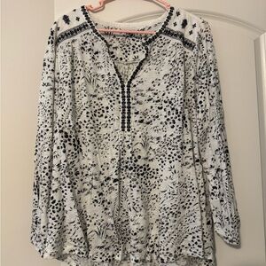 Lucky Brand Black and White Floral Blouse